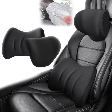 Ensemble Coussin de Soutien Lombaire et Oreiller d'Appuie-tête de Voiture Mousse à Mémoire de Forme - Coussins d'Appuie-tête (1/4)