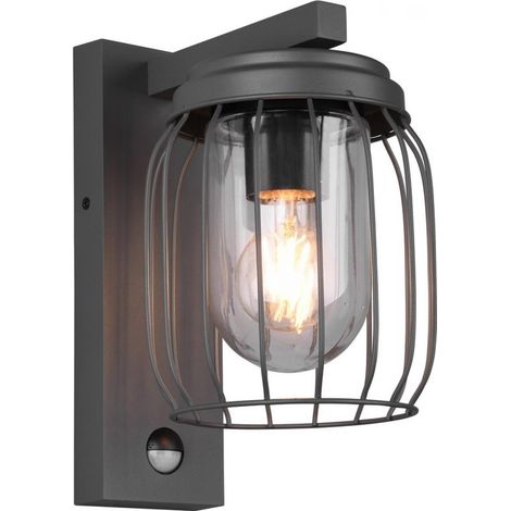 Linterna de pared de malla de alambre antracita Tuela con sensor de iluminación IP44 Trio (1/5)