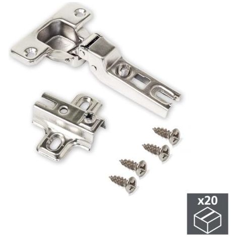 Emuca Bisagra de cazoleta, D. 35 mm, codo, apertura 110º, con suplemento, 20 ud. - (1/3)