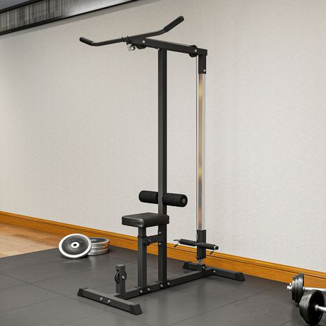 Multifunktionale Power Tower-Trainingsstation mit 3-fach verstellbarer Bank, Stahl, 107 x 120 x 190 cm, Schwarz