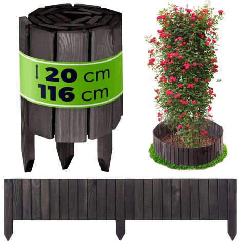 Clôture de jardin en palissade, bois durable, 20 x 116 cm, résistant aux intempéries, installation sans outils, forme personnalisable (1/5)