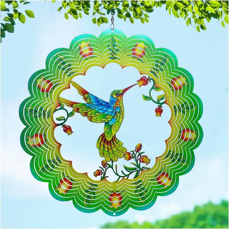 Decorazione da giardino - Campanella a vento 3D - Girandole a vento a forma di colibrì, regalo per donne/uomini, 30 cm