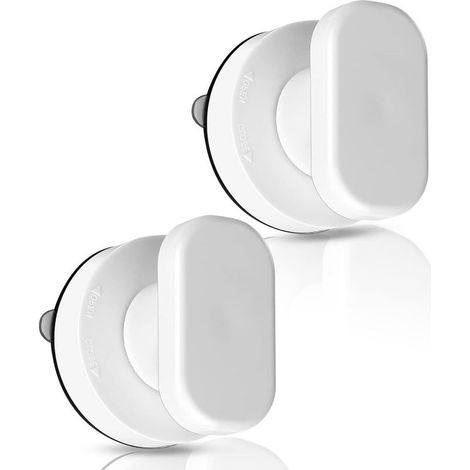 Lot de 2 Poignée de Porte à Ventouse, Poignée Baie Vitrée Avec Forte Ventouse, Pour Verre de Salle de Bain Armoire Tiroir, Blanc (1/5)