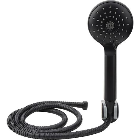 Pommeau de douche à main noir mat avec support et flexible, accessoires de salle de bain (1/5)
