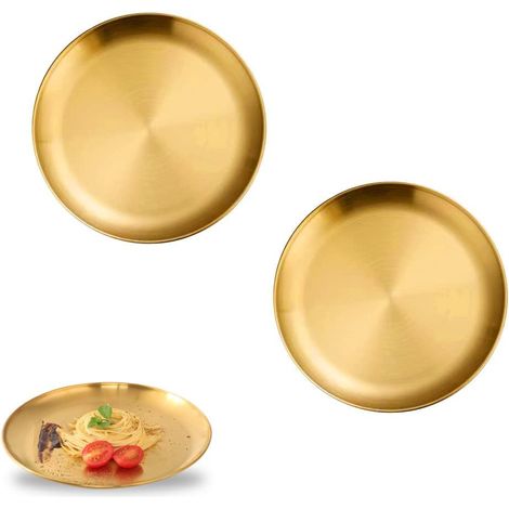 Lot de 2 sets de table ronds en acier inoxydable