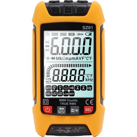 Kit multimètre numérique intelligent à grand écran, haute précision, testeur automatique de prévention des incendies, orange (1/5)