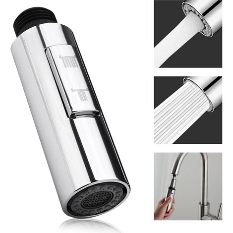 2 Modes Douchette Robinet Cuisine, G1/2 Robinet Pulvérisateur Extractible, Tête Douchette Evier Cuisine, Convient pour évier de Cuisine et Robinet de Douche Extractible Avec Finition Chromée (1/5)