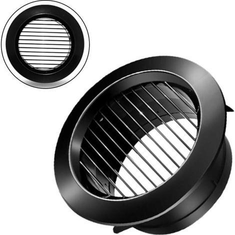 Grille de ventilation ronde, version à persiennes droites, pour cuisines, salles de bains, pour ouvertures de 150 mm de diamètre, noire (1/3)