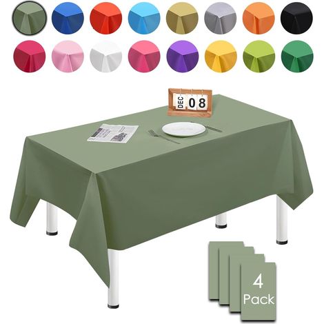 4 Pièces Vert Sauge Nappes Jetables,137x274cm Nappe de Table Rectangulaire, Nappes Imperméables pour Anniversaire,Picnic,Exterieur,Jardin,Mariage, Noël (1/4)