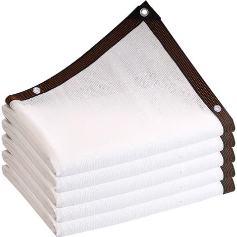Filet d'ombrage blanc à bords perforés, protection solaire pour balcon, voile d'ombrage épais pour plantes succulentes, isolation thermique, rafraîchissant, maille résistante (1/4)