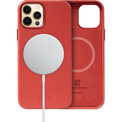 Crong Essential Cover Magnetica - Custodia in pelle MagSafe per iPhone 12 Pro Max (Rosso) (1/5)