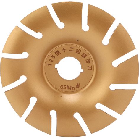 Disque de sculpture sur bois 125mm acier inoxydable 12 dents accessoire pour meuleuse d'angle or (1/5)