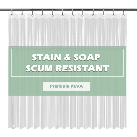 Doublure De Douche - 183 x 183 cm - Peva Sans Pvc - Imperméable - Oeillets Métalliques Anti-Rouille - Ourlet Contreventé - 1 Pièce (1/5)