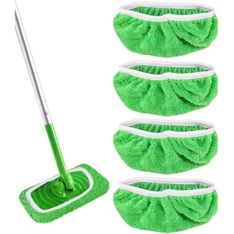 4 Pièces Chiffons Réutilisables pour Swiffer Sweeper Mop Verte Tampon à Vadrouille Réutilisable Housse de Rechange pour Utilisation Humide et Sèche Mop Pads pour Adaptées à Tous Types De Sols (1/5)