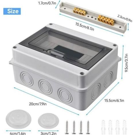 Coffret électrique étanche IP65 8 modules – Boîte de dérivation ABS 200x155x110mm – Installation rapide en milieu humide
