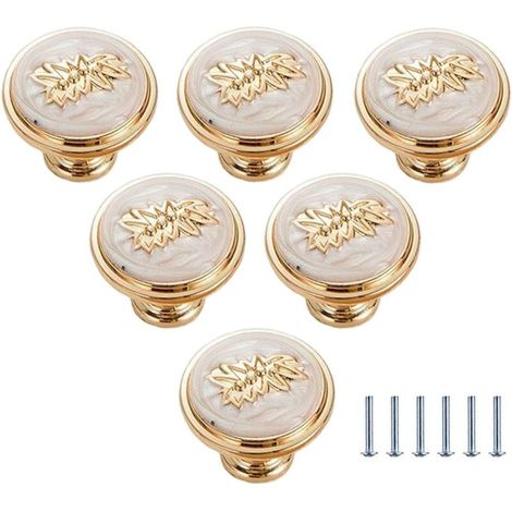 Boutons Ronds en Laiton pour Armoire, Poignées de Commode en Céramique, 28mm, 6 Pièces (1/4)