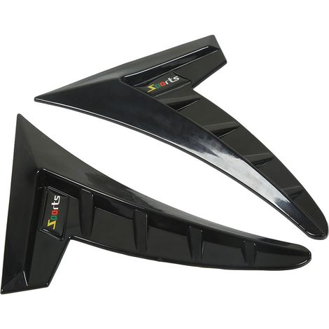 Paire de garnitures d'aération latérales style sport en TPU haute résistance, universelles, pour voiture, noir brillant. (1/5)