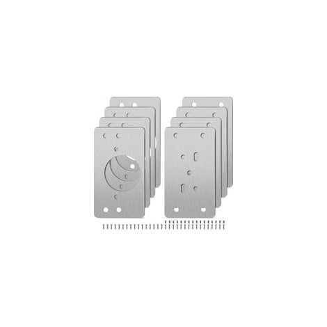 Scharnierreparaturset aus Edelstahl, bestehend aus 8 Platten und Halterungen, geeignet für Holzmöbel, Regale und kleine Häuser (8 Scharnierreparaturplatten). – Crezuo (1/5)