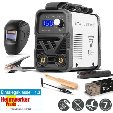 STAHLWERK Elektroden-Schweißgerät ARC 160 MD – Vollausstattung – MMA (E-Hand) bis 160 A, flexibel einsetzbar ohne Gas, kompakt & leicht, DC WIG erweiterbar, Hotstart, Anti-Stick, Smartkühlung (1/7)