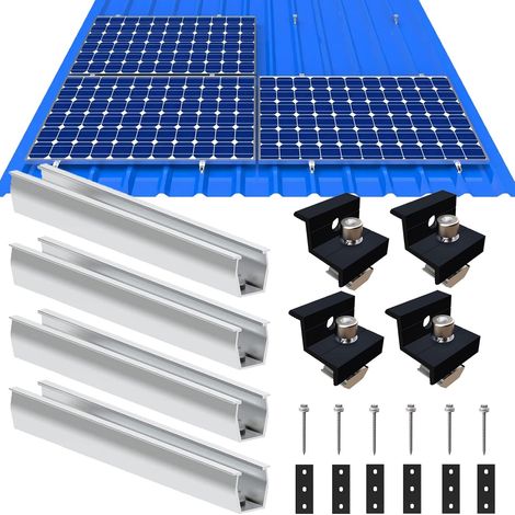Support de panneau solaire pour toit plat, fixation de panneau solaire, 1 module, support de panneau solaire en aluminium, support de module PV, convient pour toit plat et toit trapézoïdal (1/5)