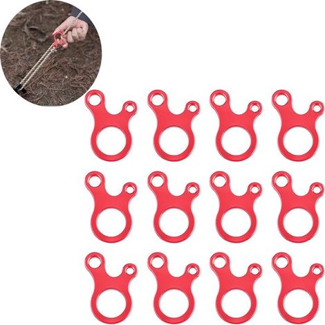 Set di 12 fibbie a molla per tende, molle di tensione per verande, fibbie per tende, tenditori per corde da veranda, accessori da campeggio, accessori per esterni per tende da campeggio, rosso (1/5)