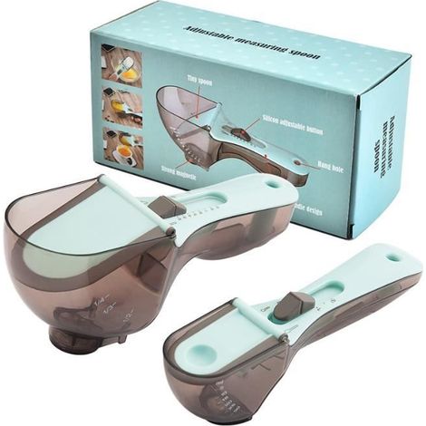 Cuillères de mesure-Cuillère à mesurer-Gobelet doseur réglable et cuillère doseuse-Avec échelle de mesure-2 pièces-Convient pour (1/4)