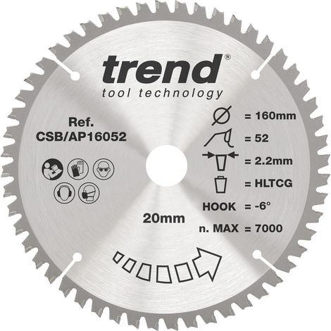 Lame de scie circulaire TCT aluminium/plastique 160 mm, 52 dents (1/5)