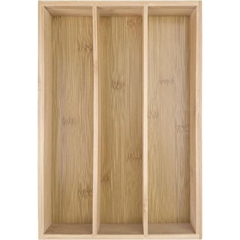 Besteckkasten aus Bambus, Besteckhalter aus Bambus mit 3 Fächern, Küchenschublade, Besteckorganizer aus Bambus
