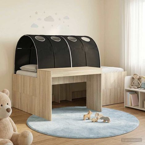 Lit avec Tunnel 3 pc Chêne Sonoma et noir Bois d'ingénierie (1/5)