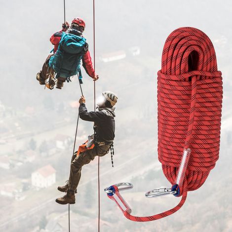 30 m langes Outdoor-Felskletter-Fluchtseil, 12 mm Durchmesser, Sicherheitsseil (rot) (1/5)