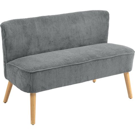 Zweisitzer-Sofa aus grauem Samt, Holz und Polyesterschaum, 117 x 56,5 x 77 cm