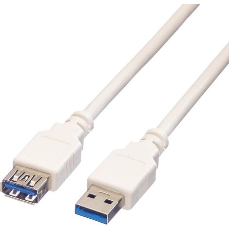 Value USB-Kabel USB 3.2 Gen1 USB-A Stecker, USB-A Buchse 0.80 m Weiß Geschirmt 11.99.8977
