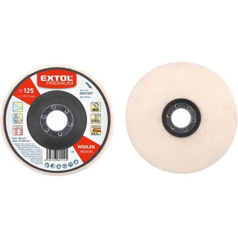 Disco de pulido de fieltro EXTOL, recto de círculo completo, diámetro 125 x 15 mm 8803389