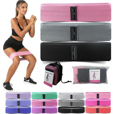 Set mit 3 elastischen Widerstandsbändern aus Stoff für Krafttraining, Yoga, Pilates und Rehabilitation (1/5)