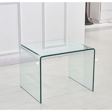 Beistelltisch aus klarem Sicherheitsglas 50 cm, transparenter Multifunktionstisch