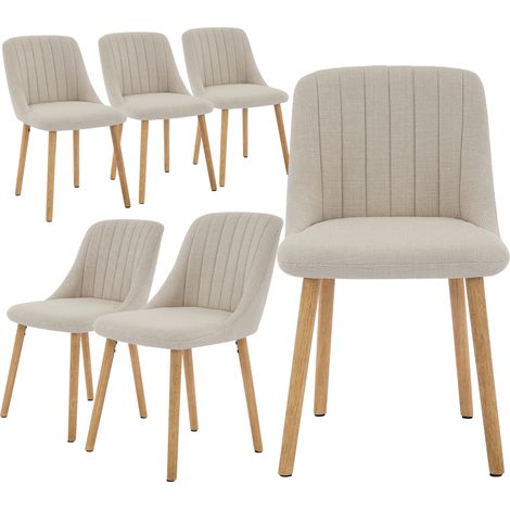 LOT DE 6 - CHAISE DE SALLE A MANGER -Scandinave-BEIGE (1/5)