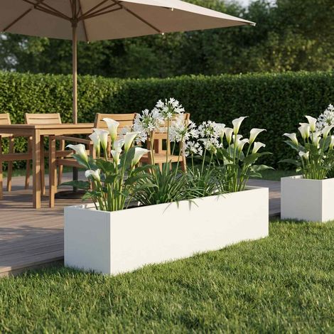 vidaXL Cache-pot de jardin Blanc 80 x 20 x 20 cm Acier laminé à froid (1/5)