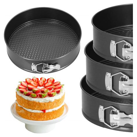 SPRINGOS Springbackform 3er-Set runde Backbleche zum Backen Durchmesser 23 cm 25 cm 27 cm (1/5)