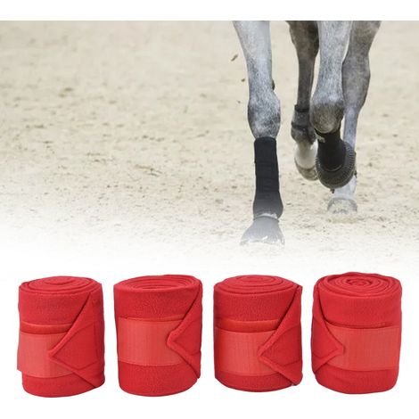 Stück/Verkauf von Pferdebeinbändern, Pferdebeinbandagen, dicken Fleece-Pferdebeinbändern mit Klettverschluss, rot. (1/5)