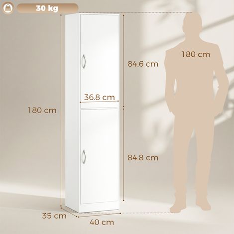 Une bibliothèque de 180 cm de haut. Un meuble de rangement moderne avec cinq étagères réglables en hauteur, idéal pour une chambre ou un bureau. (1/5)