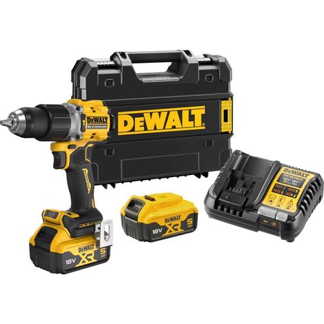 DeWALT DCD805P2T-GB 18V XR Brushless Hammer Drill Driver Kit - 2x 5.0Ah Batts, Charger & TSTAK Case (1/5)