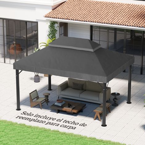 Toldo de Recambio 4x3 m con Techo Doble Orificios de Drenaje y Protección UV Solo Toldo NO Incluye Marco Gris (1/5)