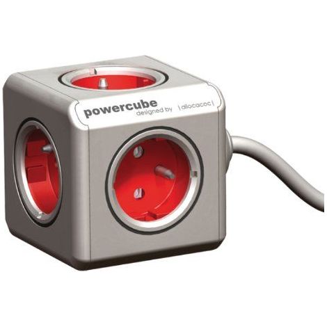 Rallonge d'alimentation Allocacoc PowerCube 1,5 m 5 prise(s) CA Intérieur Rouge, Blanc (1/5)