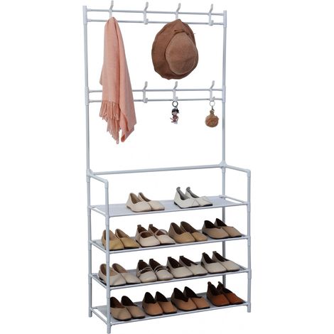 Herzberg segmentierter garderobenstander mit 4 ablagen schuhregal - 80 x 155 cm