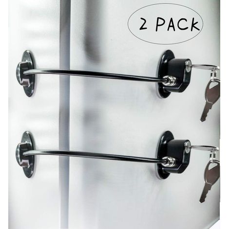 Serrure de porte de réfrigérateur noire 2 pièces serrure de porte de congélateur serrure de tiroir de fichier avec 4 clés (1/5)