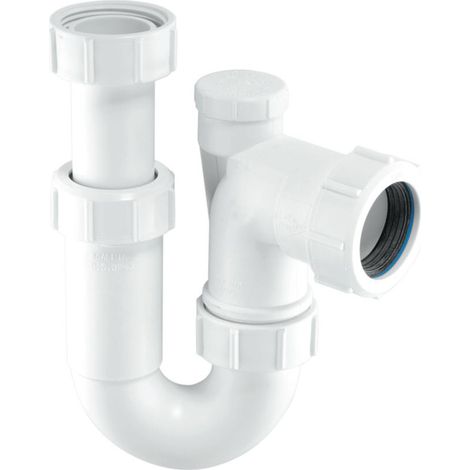 McAlpine SR10V 1¼" x 75mm Water Seal Running Tubular Swivel 'P' Trap with Anti-Syphon Valve. (Silentrap)