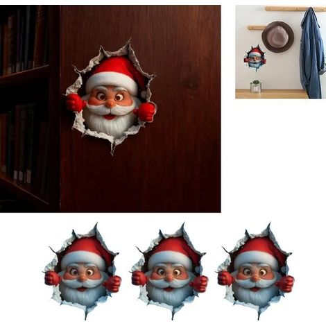 STICKERS DE NOEL autocollants muraux 3D Père Noël, autocollants muraux de Noël, cadeaux de Noël, décalcomanies C-Hristmas (3 pièce) (1/5)