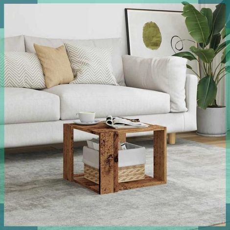 856494 Table basse vieux bois 40x40x30 cm bois d'ingénierie (1/5)