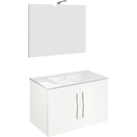 Corallo 4055 Base sospesa 2 cassettoni lavabo cm. 81 specchio Lampada bianco