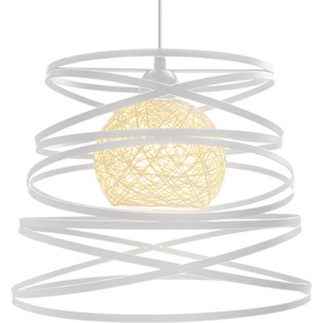 Industrielle Pendelleuchte E27 Spirale Metall Lampenschirm Vintage Hängelampe für Schlafzimmer Wohnzimmer Küche Esszimmer Cafét (30cm, Weiß)